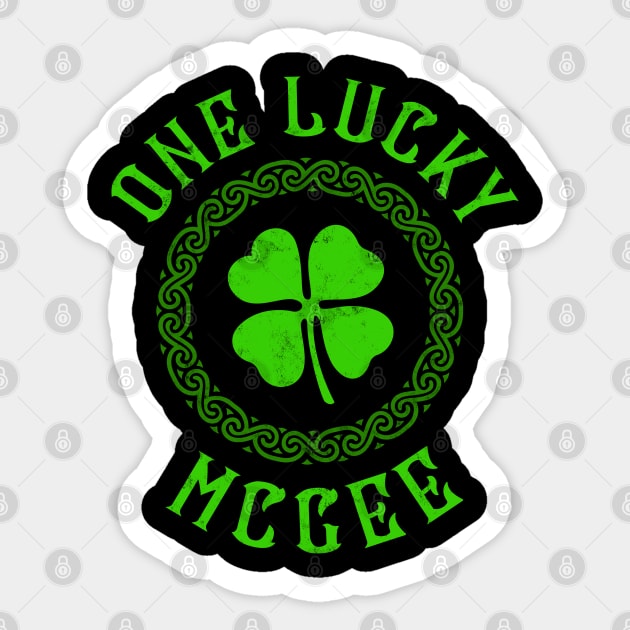 One Lucky McGee Irish Family Four Leaf Clover Sticker by Celtic Folk